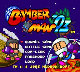 Bomberman title screen for PC Engine
